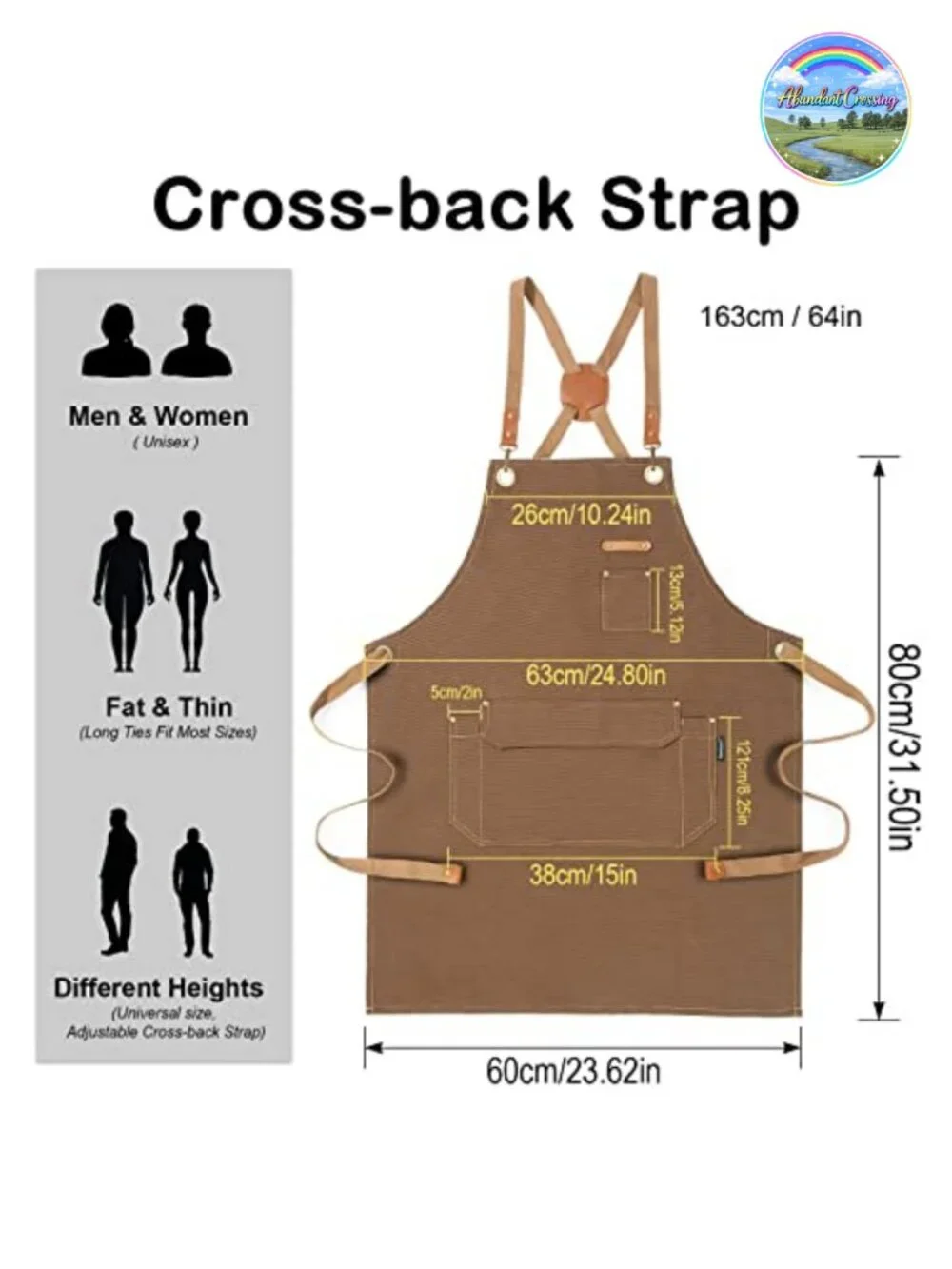 6 Pack Cotton Canvas Chef Apron, Cross-Back Adjustable, Heavy Duty for Cooking